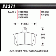 Колодки тормозные HB271F.605 HAWK HPS задние AUDI / VW