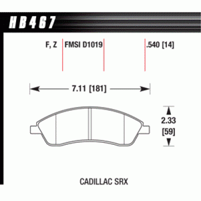 Колодки тормозные HB467Z.540 HAWK PC передние CADILLAC / PONTIAC