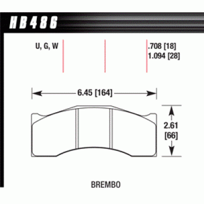 Колодки тормозные HB486G.708 HAWK DTC-60 Brembo 18 mm