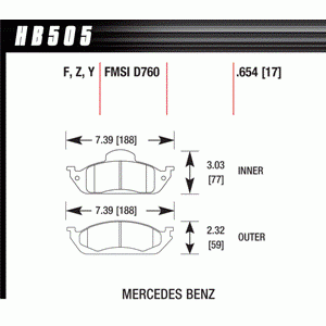 Колодки тормозные HB505F.654 HAWK HPS