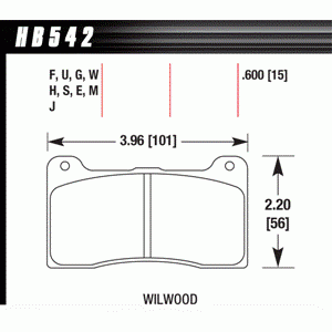 Колодки тормозные HB542A.600 HAWK DTC-15 Wilwood 15 mm