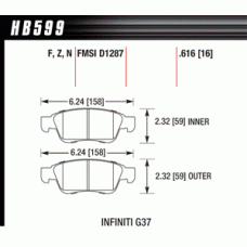Колодки тормозные HB599N.616 HAWK HP Plus