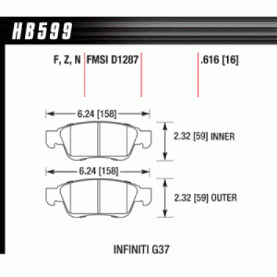 Колодки тормозные HB599N.616 HAWK HP Plus