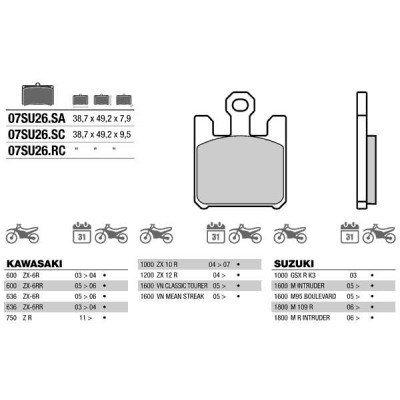 Brembo 07SU26SA колодки тормозные МОТО(FDB2164)