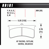 Колодки тормозные HB101MB.775 HAWK Metallic Wilwood SL, AP Racing, Outlaw 20 mm