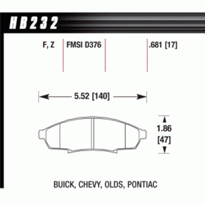 Колодки тормозные HB232Z.681 HAWK Perf. Ceramic
