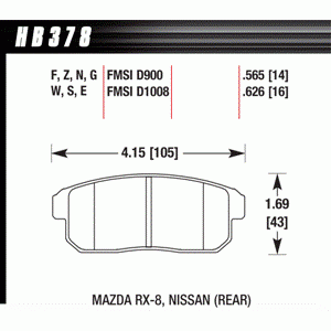 Колодки тормозные HB378R.565 HAWK Street Race