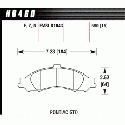 Колодки тормозные HB460N.580 HAWK HP Plus