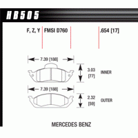 Колодки тормозные HB505Y.654 HAWK LTS передние MERCEDES ML W163