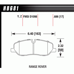 Колодки тормозные HB681Y.686 HAWK LTS Land Rover Discovery 3, 4; Range Rover 3