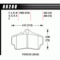 Колодки тормозные HB290H.606 HAWK DTC-05 Porsche 996/Boxster (Rear) 15 mm