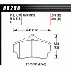 Колодки тормозные HB290H.606 HAWK DTC-05 Porsche 996/Boxster (Rear) 15 mm