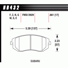 Колодки тормозные HB432R.661 HAWK Street Race передние Subaru Forester, Impreza, Legacy