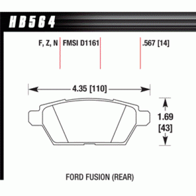 Колодки тормозные HB564N.567 HAWK HP Plus