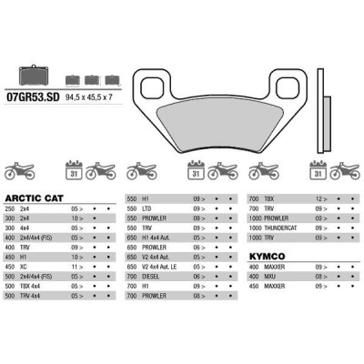 Brembo 07GR53SD колодки тормозные МОТО (ARCTIC CAT, KIMCO)