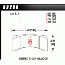 Колодки тормозные HB208U.787 HAWK DTC-70 Brembo 20 mm