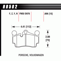 Колодки тормозные HB502N.606 HAWK HP+ задние PORSCHE Cayenne (955) / Audi Q7 / VW Touareg