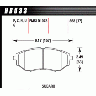 Колодки тормозные HB533U.855 HAWK DTC-70 Legacy GT 22 mm