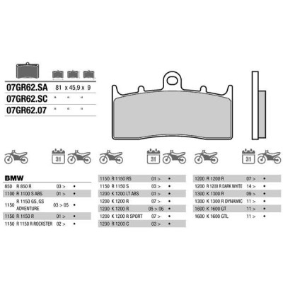 Brembo 07GR6207 колодки тормозные МОТО(FDB2124)