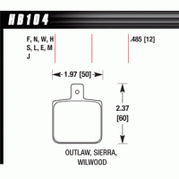 Колодки тормозные HB104L.485 HAWK MT-4 Wilwood DL Single, Outlaw w/ 0.156 in. center hole 12 mm
