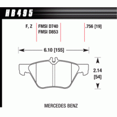 Колодки тормозные HB495F.756 HAWK HPS передние MERCEDES CLK320 (C208), W210
