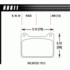 Колодки тормозные HB611H.490 HAWK DTC-05 Wilwood 12 mm