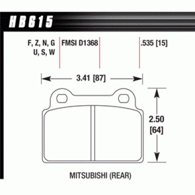 Колодки тормозные HB615R.535 HAWK Street Race задние MITSUBISHI Lancer EVO10