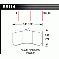 Колодки тормозные HB114E.980 HAWK Blue 9012 AP Racing 25 mm