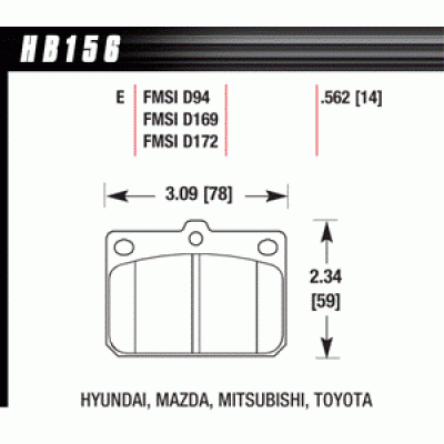Колодки тормозные HB156E.562 HAWK Blue 9012 Mazda 14 mm