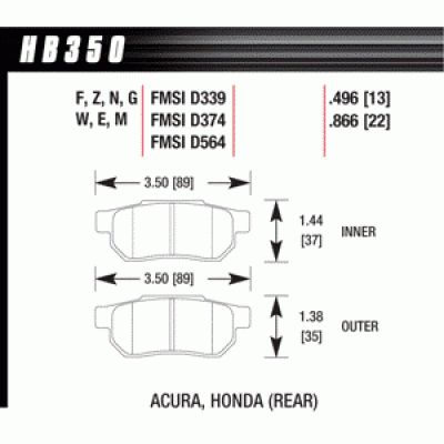 Колодки тормозные HB350R.496 HAWK Street Race