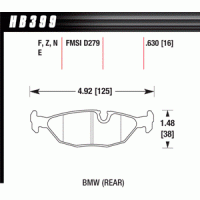 Колодки тормозные HB399R.630 HAWK Street Race задние BMW (E24), (E28), (E30), (E34)