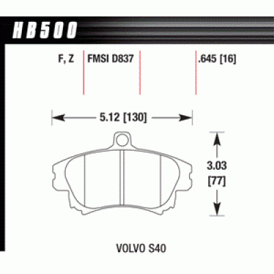 Колодки тормозные HB500F.645 HAWK HPS