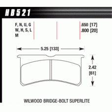 Колодки тормозные HB521M.650 HAWK Black Wilwood 6 порш. 4 порш. 17 mm