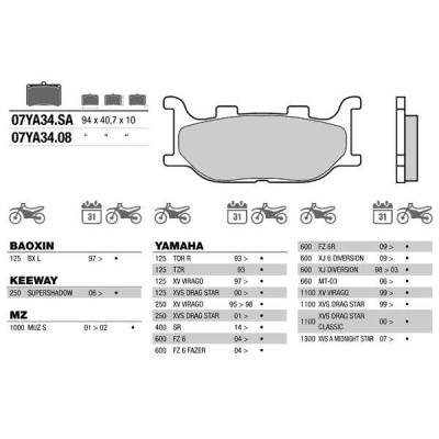 Brembo 07YA34SA колодки тормозные МОТО(FDB2003)