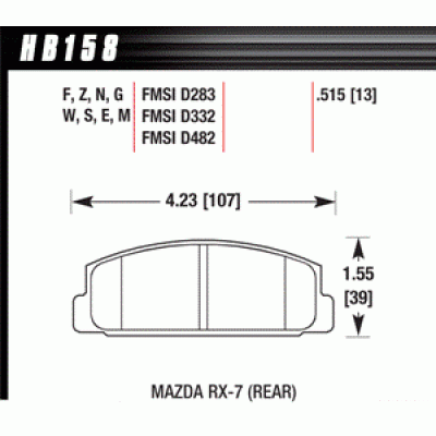 Колодки тормозные HB158R.515 HAWK Street Race