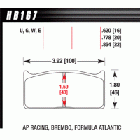 Колодки тормозные HB167U.854 HAWK DTC-70 AP Racing, Brembo 22 mm
