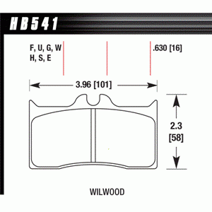 Колодки тормозные HB541H.630 HAWK DTC-05 Wilwood 16 mm