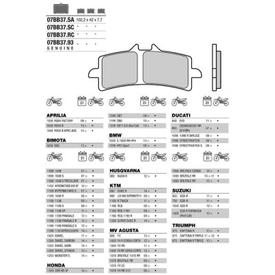 Brembo 07BB3793 колодки тормозные МОТО (FDB2260)