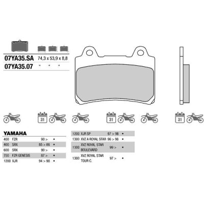 Brembo 07YA3507 колодки тормозные МОТО(FDB662)