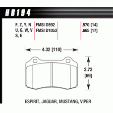 Колодки тормозные HB194R.570 HAWK Street Race Brembo тип A, C, F / JBT CM4P1