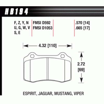 Колодки тормозные HB194R.570 HAWK Street Race Brembo тип A, C, F / JBT CM4P1