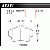 Колодки тормозные HB291N.642 HAWK HP+ PORSCHE 911 (996) (997); Boxster (981)