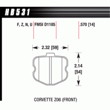Колодки тормозные HB531R.570 HAWK Street Race Corvette Z06 2006-2013