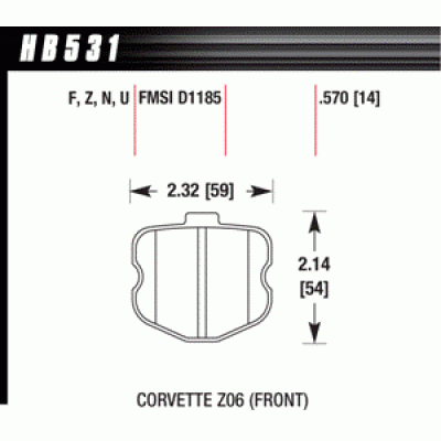 Колодки тормозные HB531R.570 HAWK Street Race Corvette Z06 2006-2013