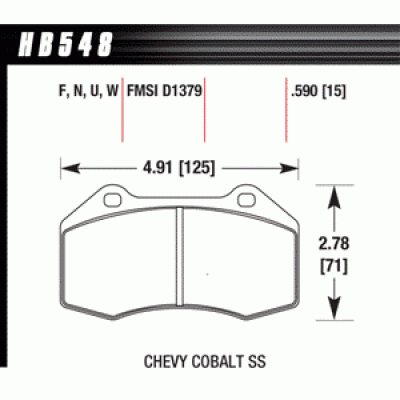 Колодки тормозные HB548G.600 HAWK DTC-60 Renault Clio 15 mm