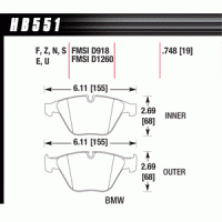 Колодки тормозные HB551R.748 HAWK Street Race передние BMW 3 (E90,91,92) 335i, M3 E90, 5 E60, 6 E63
